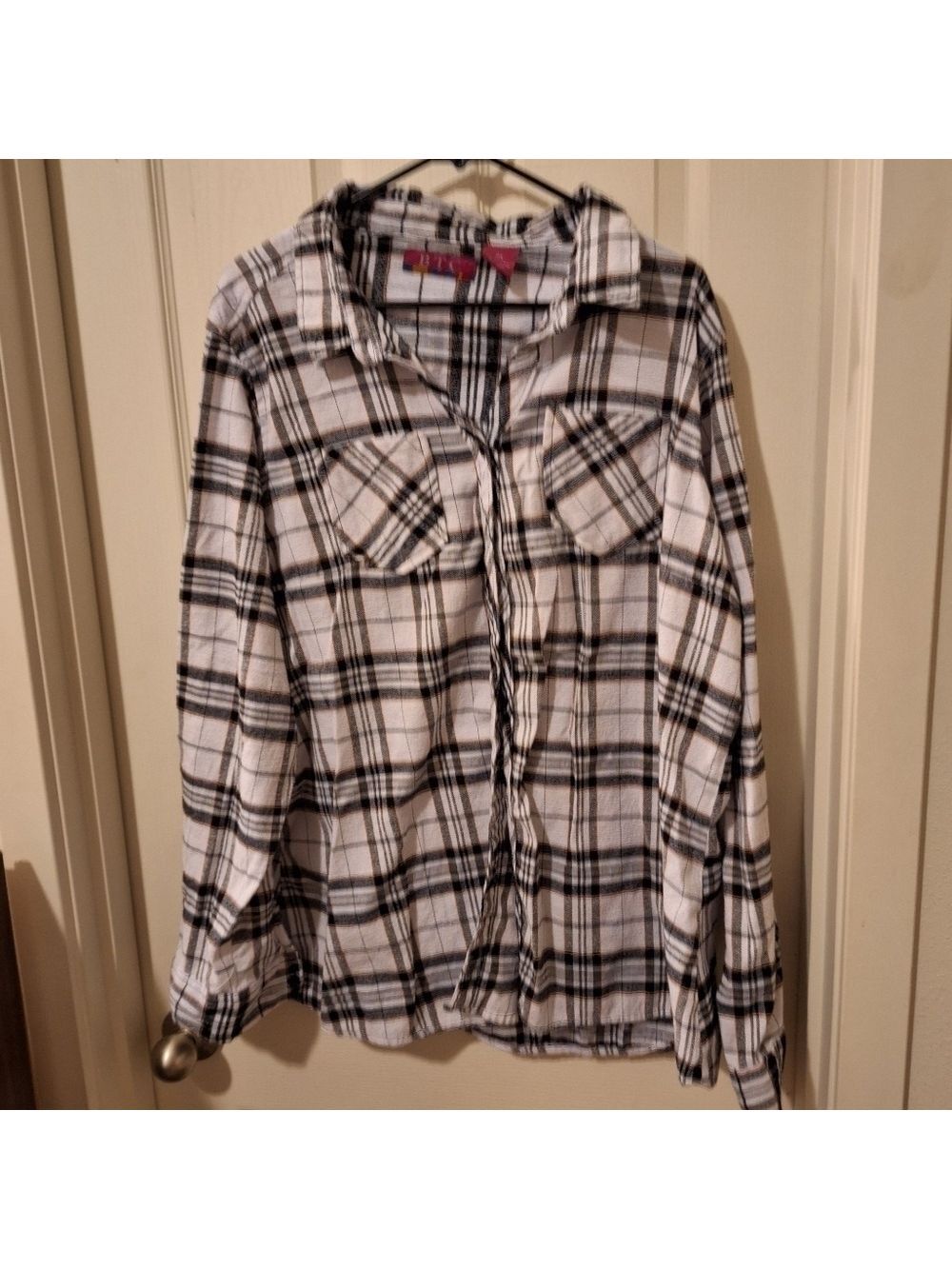 Black White Flannel Long Sleeve Shirt Grunge 3XL